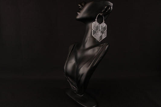 Hex Silver Earring
