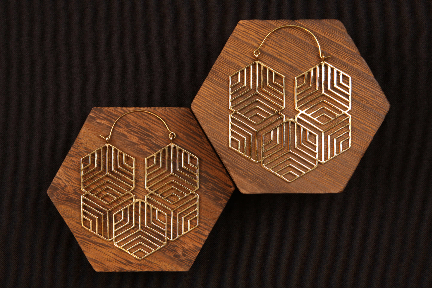 Hex Gold Earring