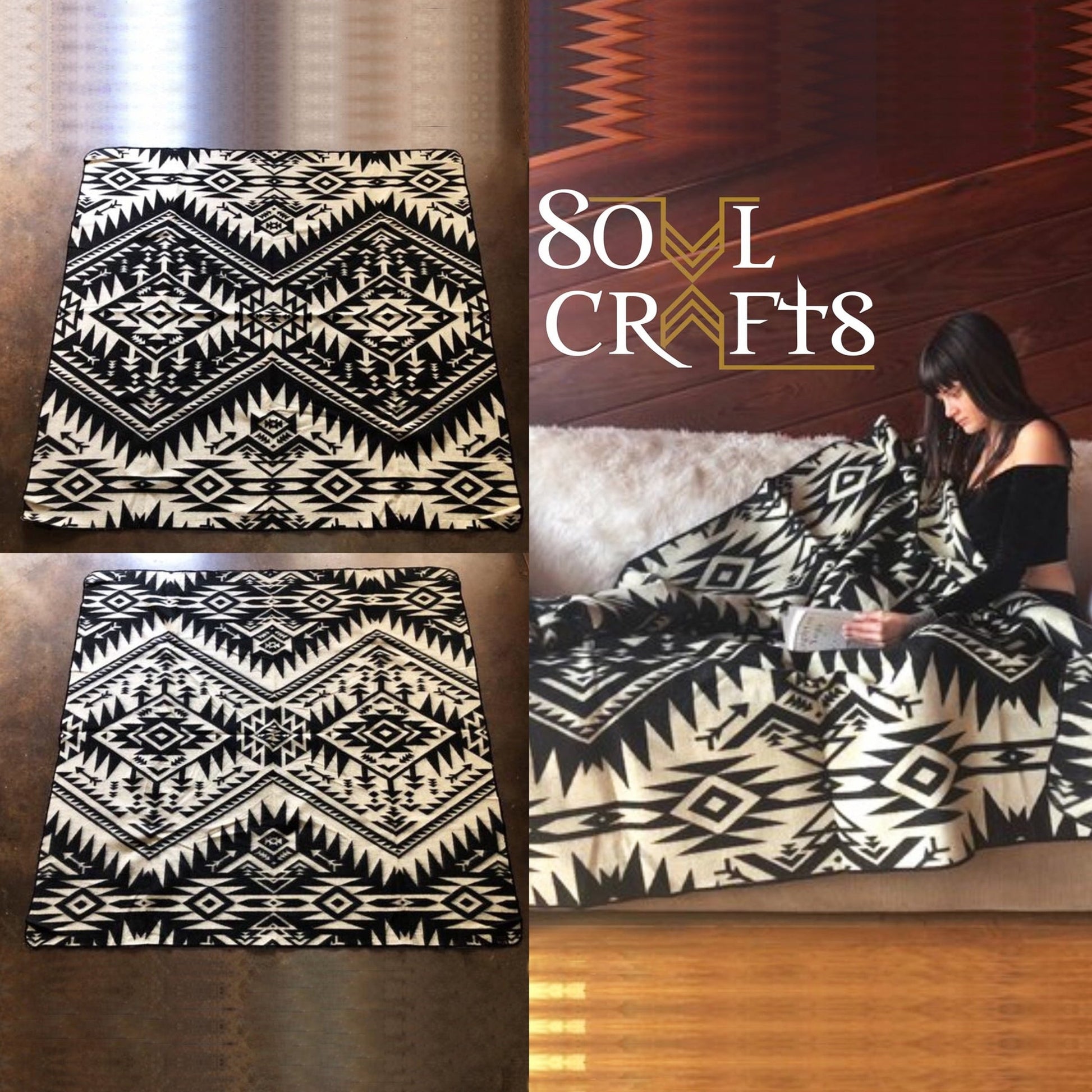 Inca Cross Throw Alpaca Wool Blanket| Ethnic Native Pattern| Reversible