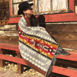 Sunset Ethnic Alpaca Wool Shawl| Cozy Tribal Gift| Baby Shower Gift