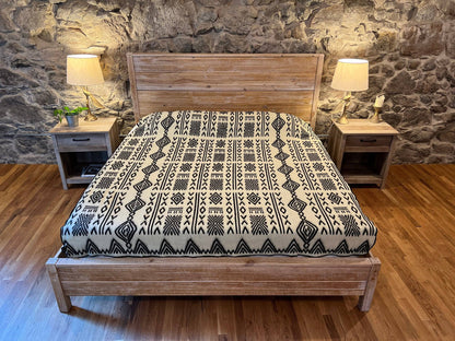 Mud Print Black & White King Size Blanket/ Alpaca